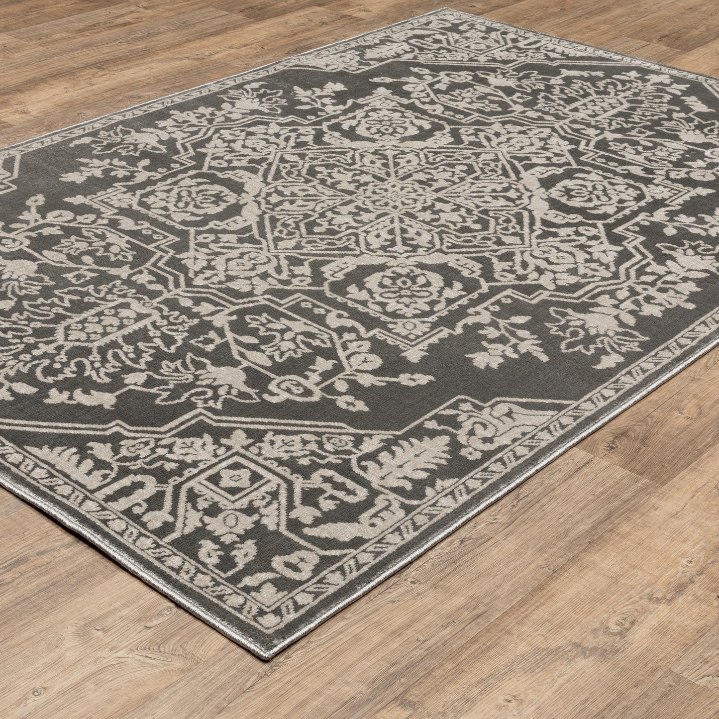 Intrigue Grey Light Grey Traditional Oriental Indoor Rug