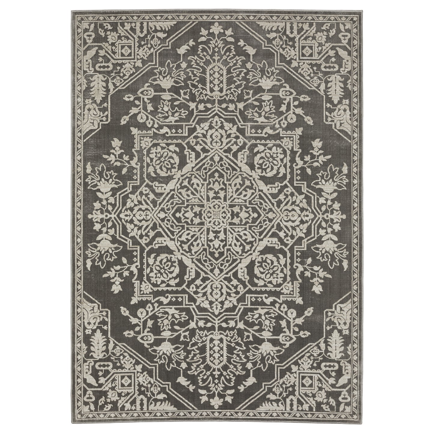 Intrigue Grey Light Grey Traditional Oriental Indoor Rug