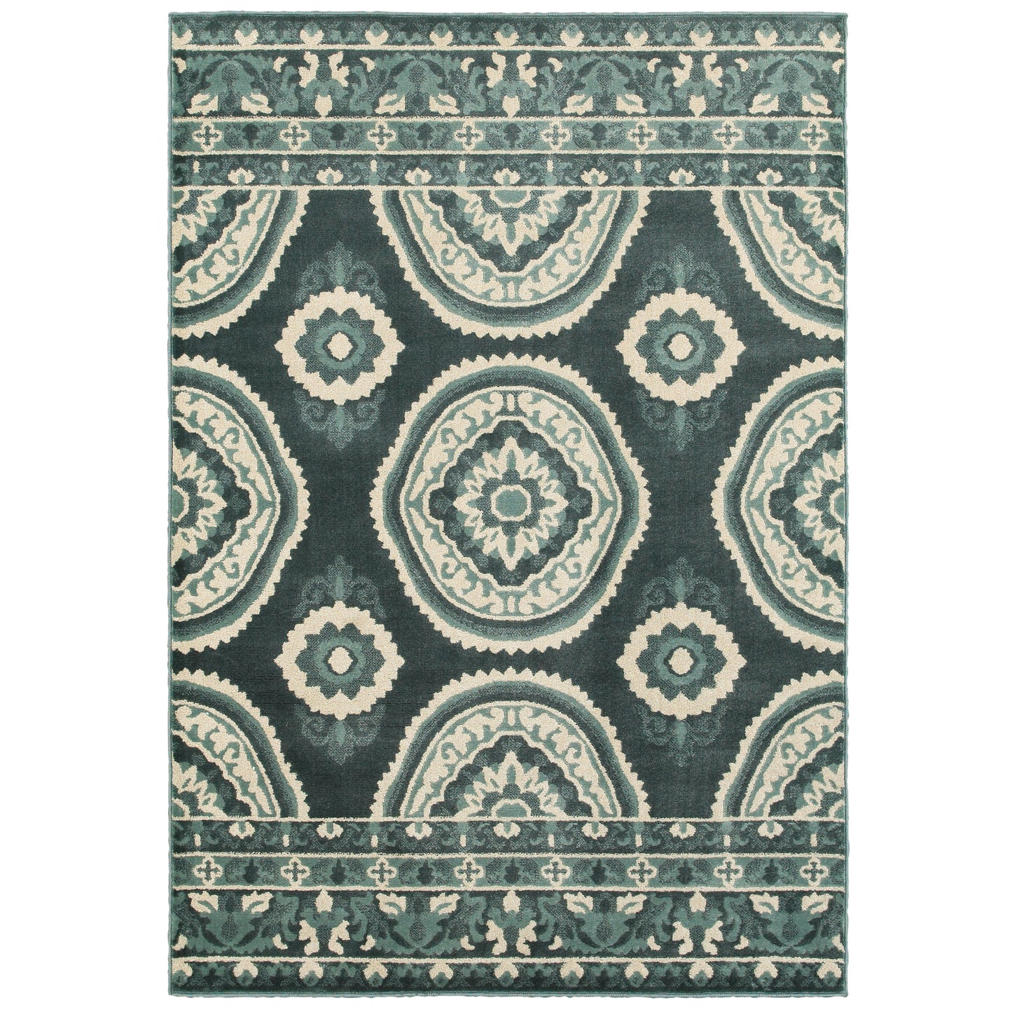 Jayden Blue Ivory Global Geometric Indoor Rug