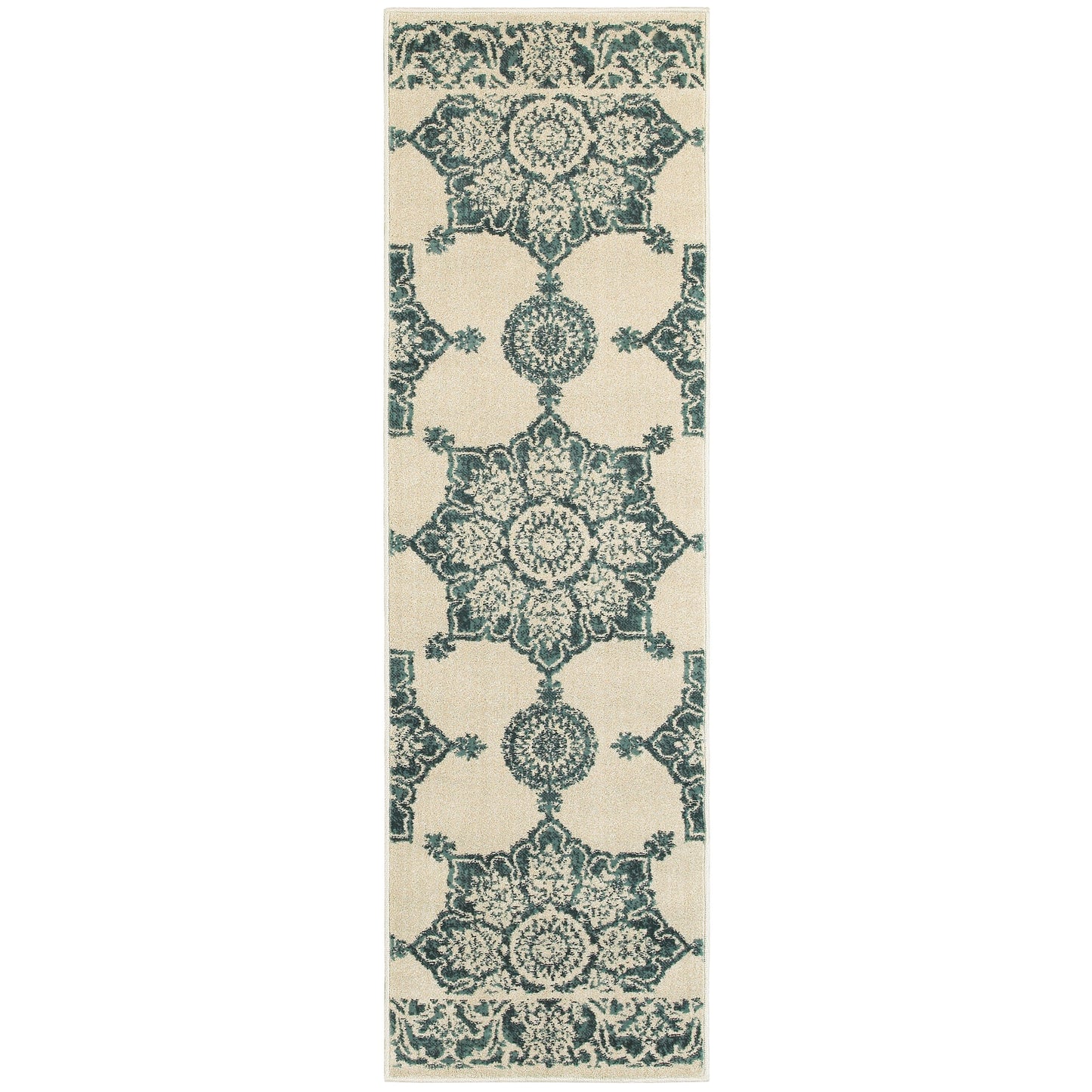 Jayden Ivory Blue Traditional Oriental Indoor Rug