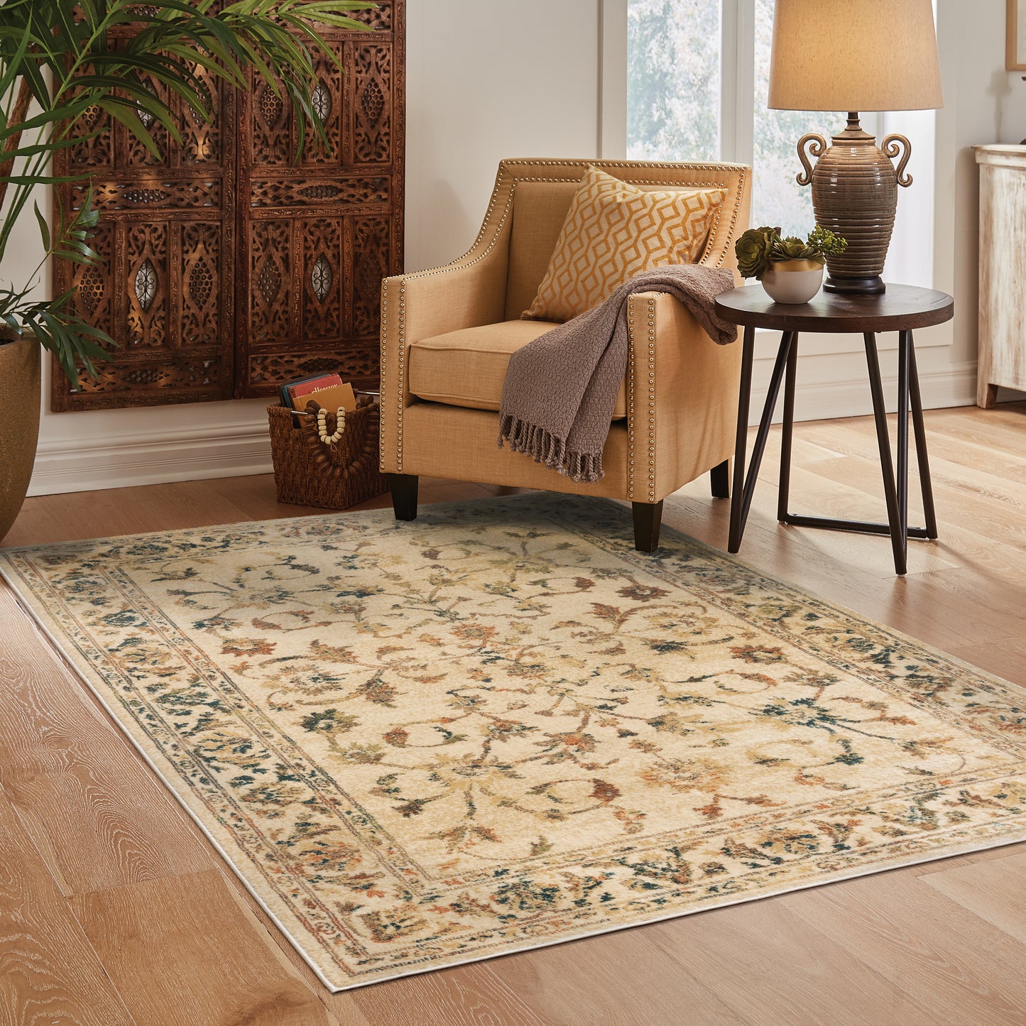 Juliette Beige Gold Traditional Oriental Indoor Rug