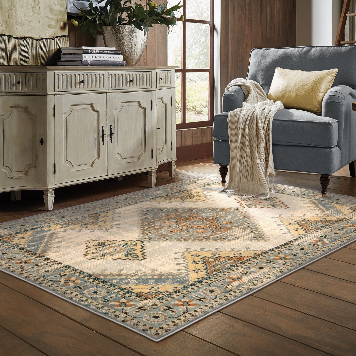 Juliette Grey Beige Traditional Southwest/Lodge Indoor Rug