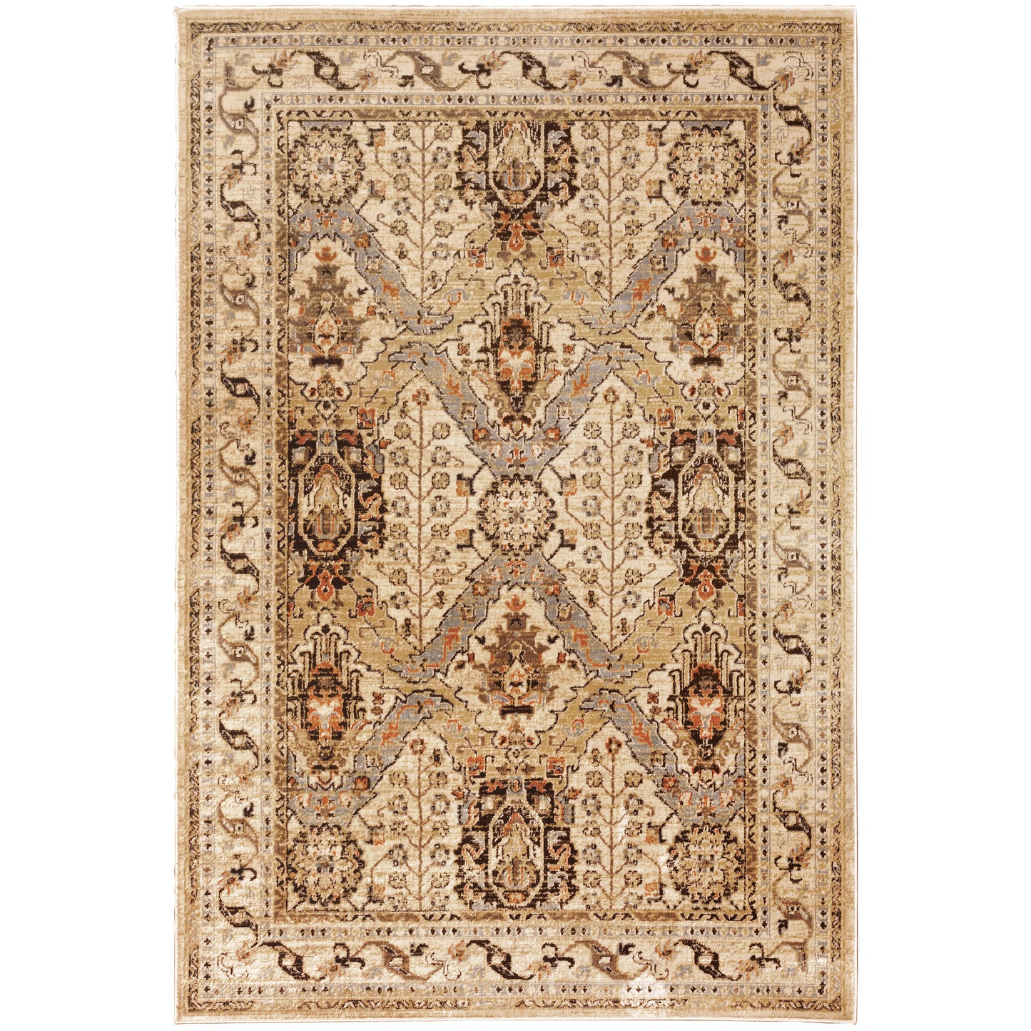 Juliette Beige Grey Traditional Oriental Indoor Rug