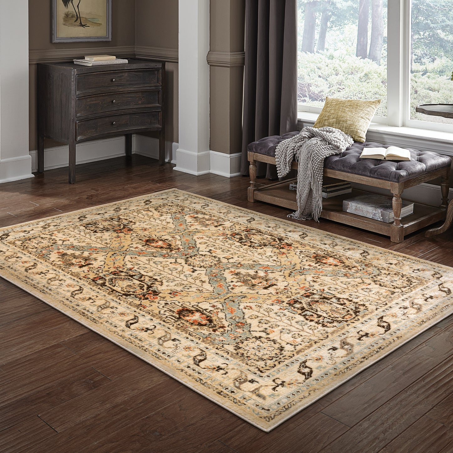 Juliette Beige Grey Traditional Oriental Indoor Rug