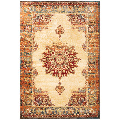 Juliette Gold Orange Traditional Oriental Indoor Rug