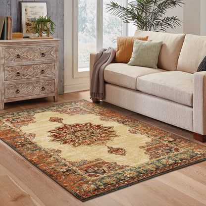 Juliette Gold Orange Traditional Oriental Indoor Rug