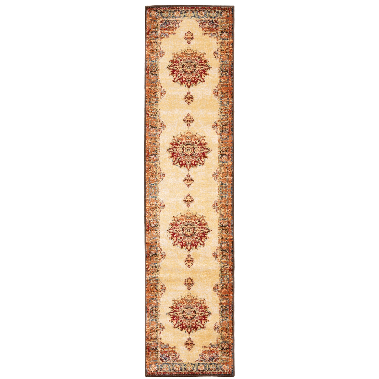 Juliette Gold Orange Traditional Oriental Indoor Rug