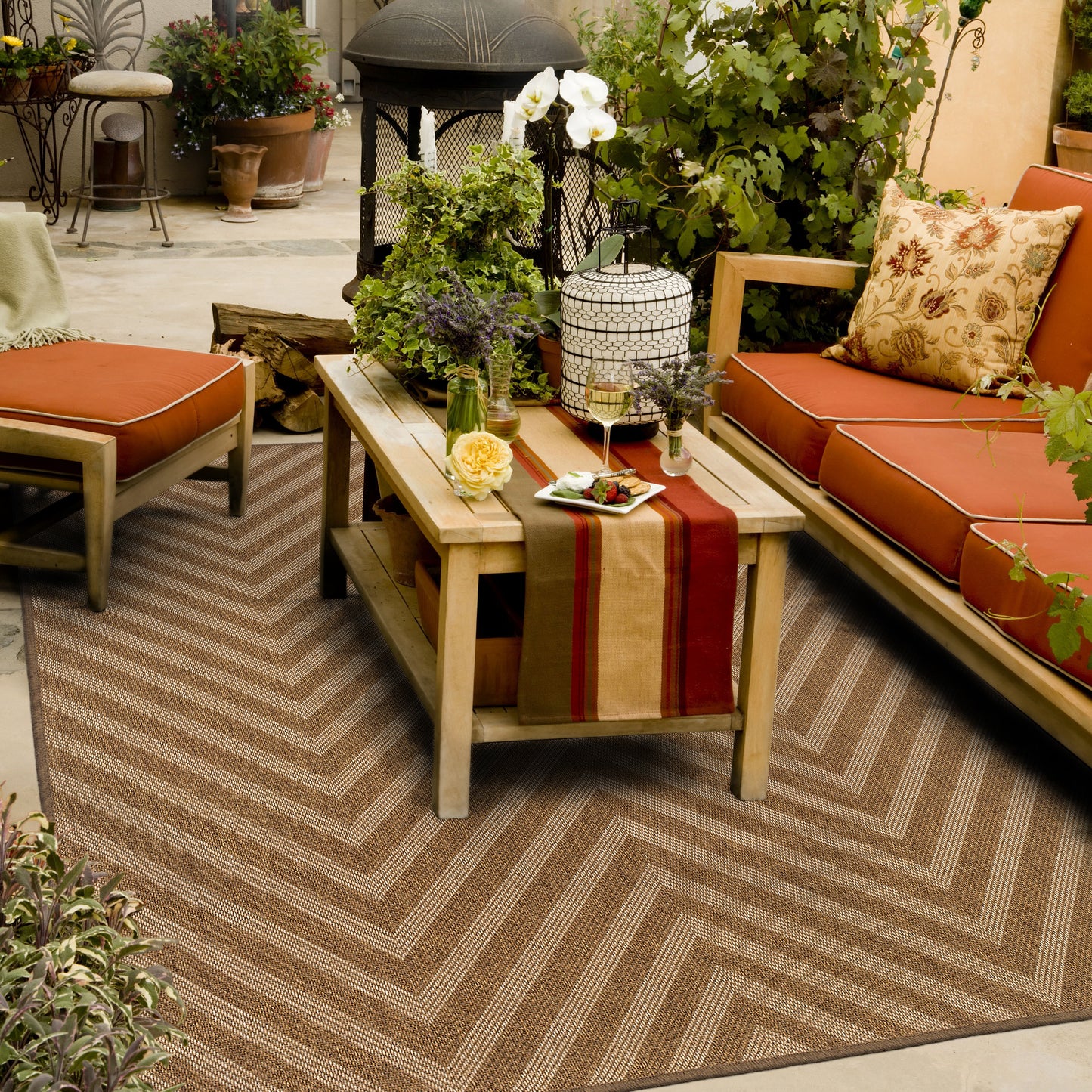 Karavia Tan Light Tan Casual Geometric Ulimate Performance - Indoor/Outdoor Rug