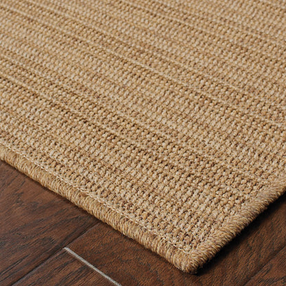 Karavia Tan Light Tan Casual Striped Ulimate Performance - Indoor/Outdoor Rug