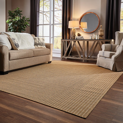 Karavia Brown Light Brown Casual Striped Ulimate Performance - Indoor/Outdoor Rug