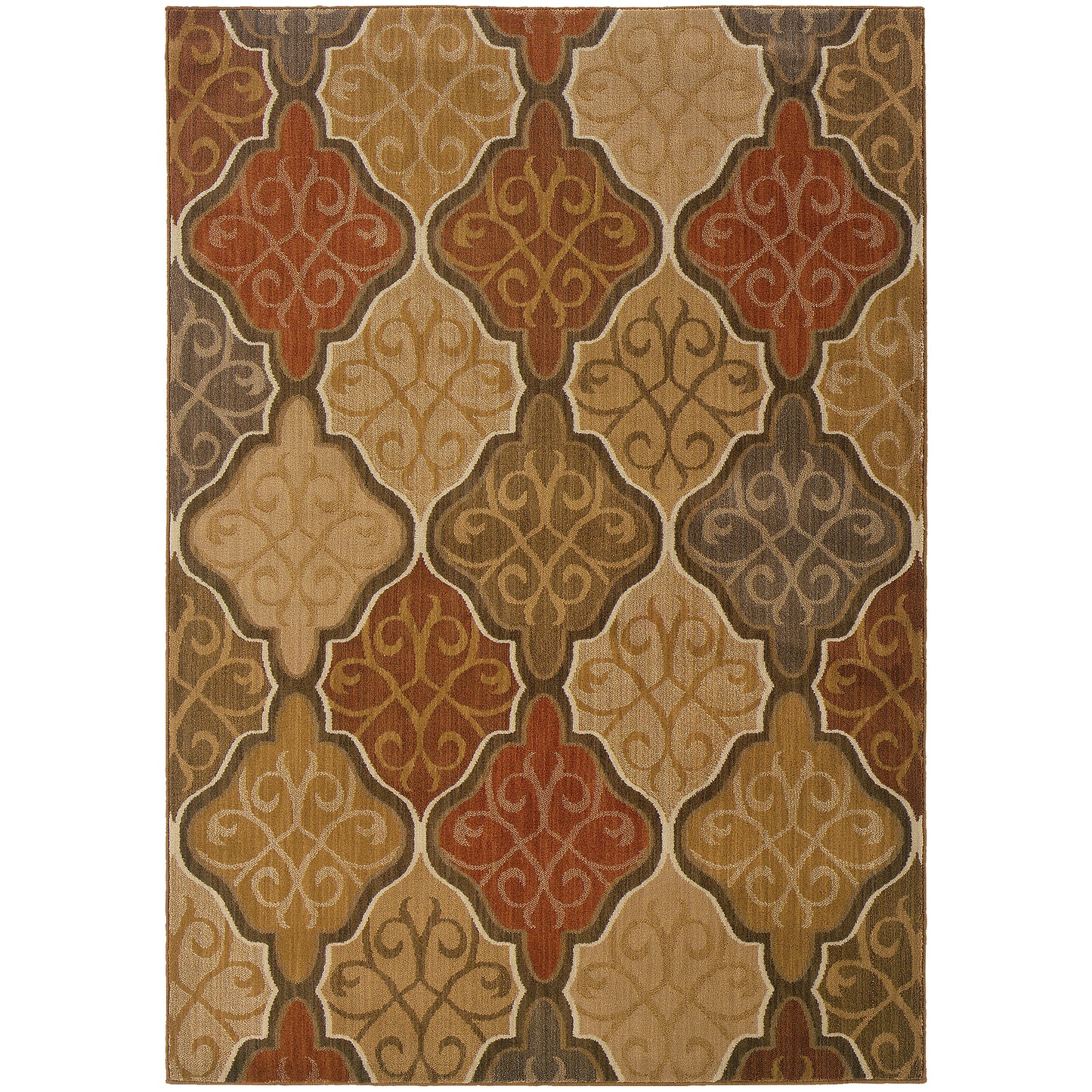 Kasbah Orange Gold Casual Geometric Indoor Rug