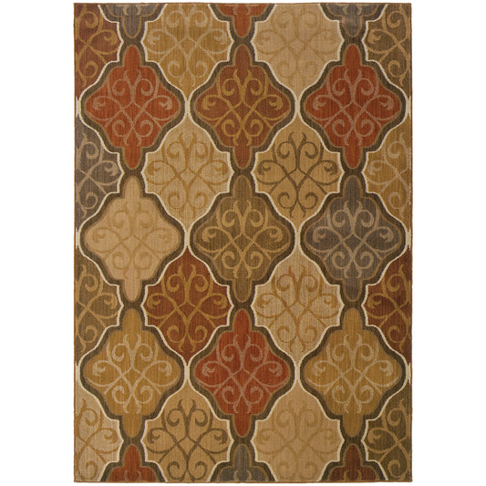 Kasbah Orange Gold Casual Geometric Indoor Rug