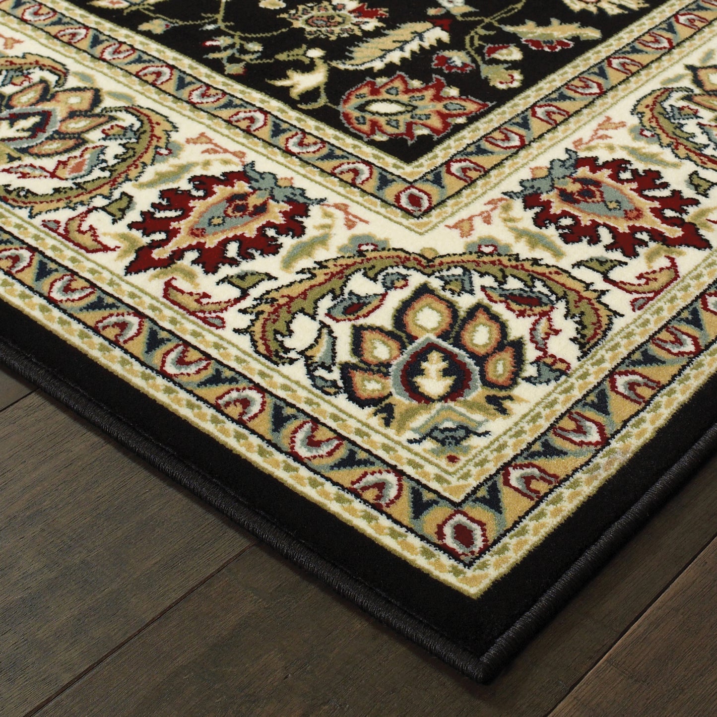 Kashan Black Ivory Traditional Oriental Indoor Rug