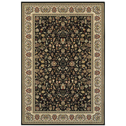 Kashan Black Ivory Traditional Oriental Indoor Rug