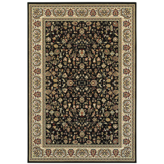 Kashan Black Ivory Traditional Oriental Indoor Rug