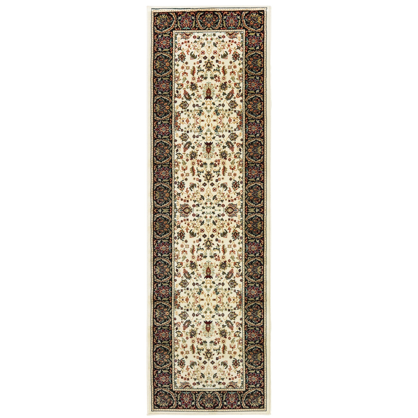 Kashan Ivory Black Traditional Oriental Indoor Rug