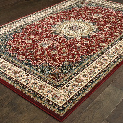 Kashan Red Ivory Traditional Oriental Indoor Rug