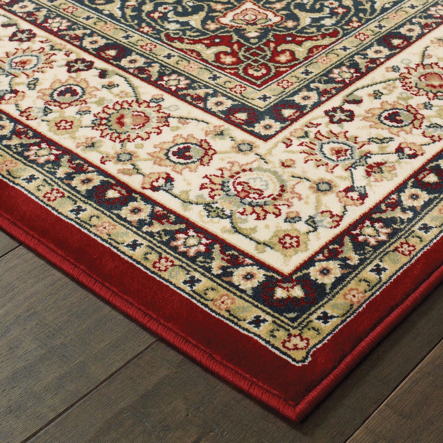 Kashan Red Ivory Traditional Oriental Indoor Rug