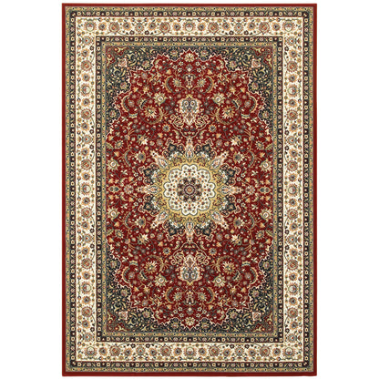 Kashan Red Ivory Traditional Oriental Indoor Rug