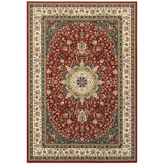 Kashan Red Ivory Traditional Oriental Indoor Rug