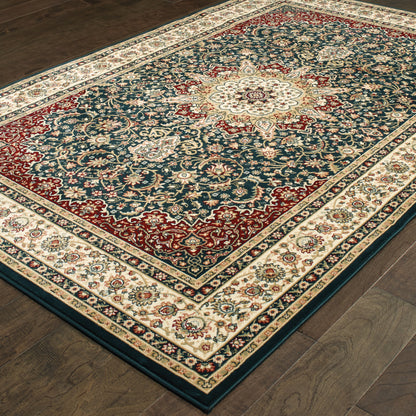 Kashan Navy Ivory Traditional Oriental Indoor Rug