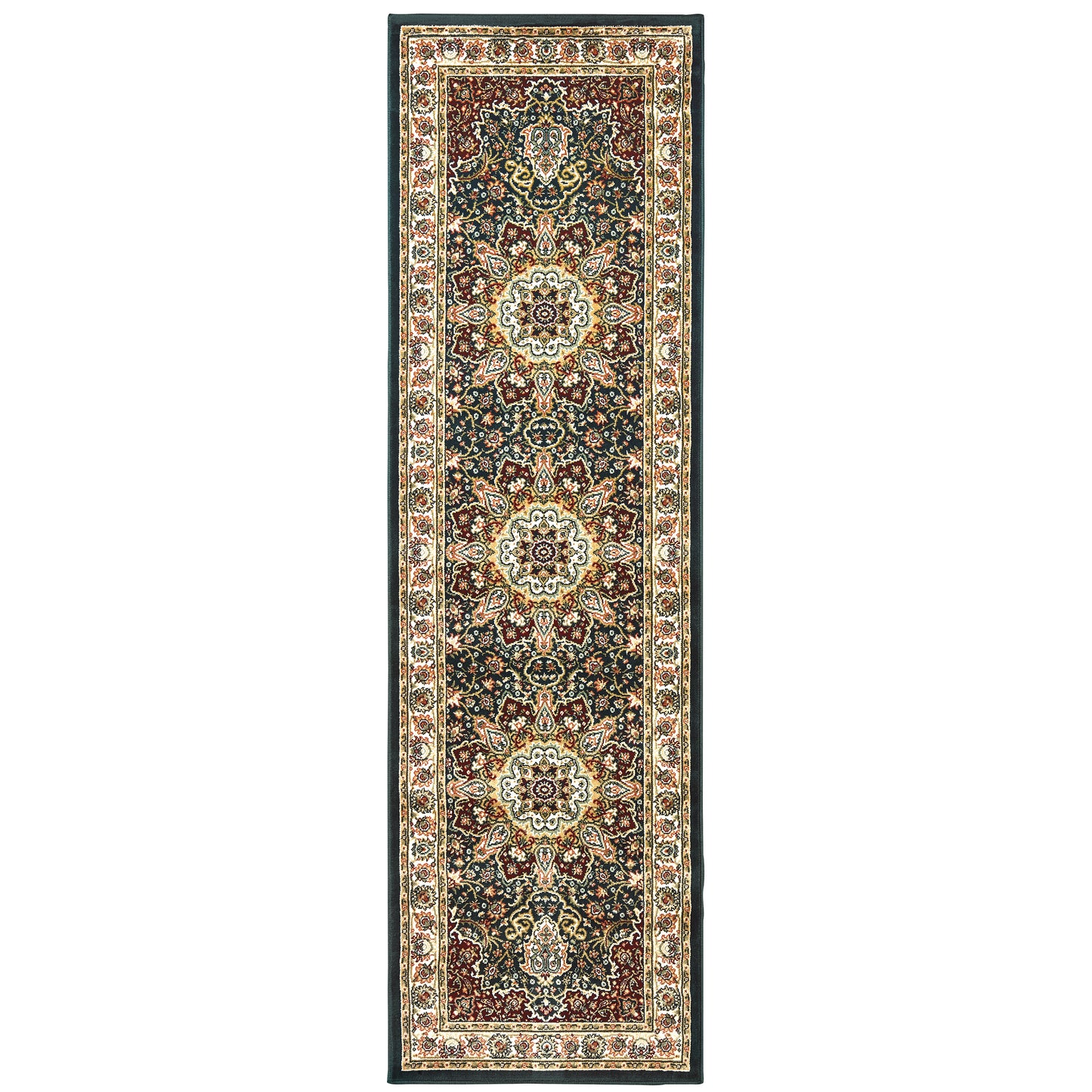 Kashan Navy Ivory Traditional Oriental Indoor Rug