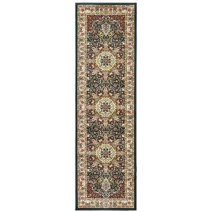 Kashan Navy Ivory Traditional Oriental Indoor Rug