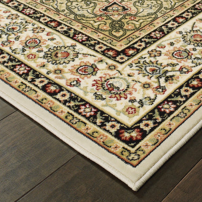 Kashan Ivory Beige Traditional Oriental Indoor Rug