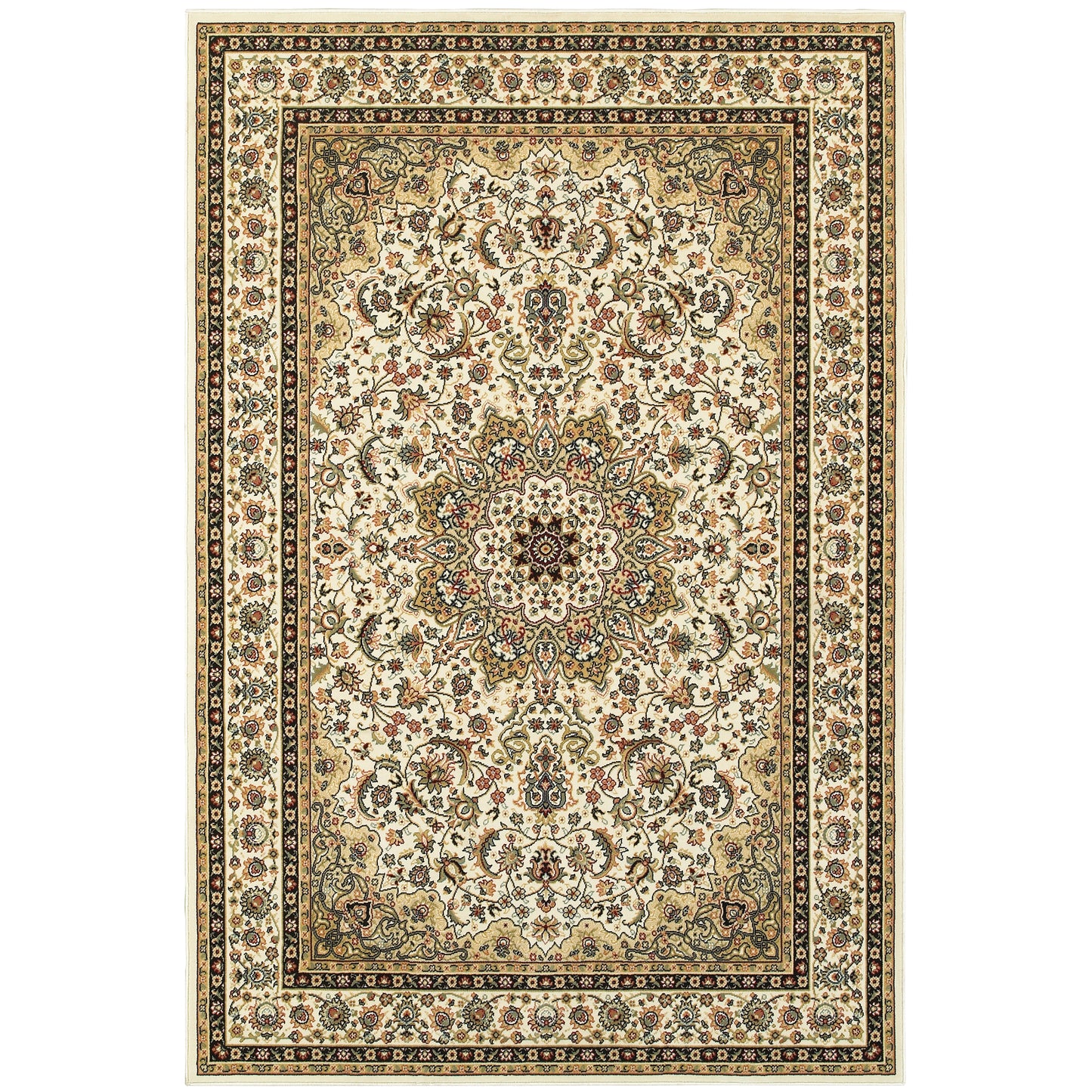 Kashan Ivory Beige Traditional Oriental Indoor Rug