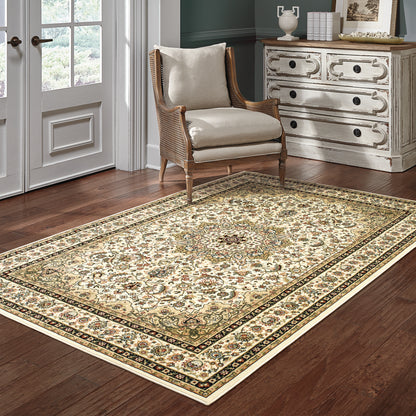 Kashan Ivory Beige Traditional Oriental Indoor Rug