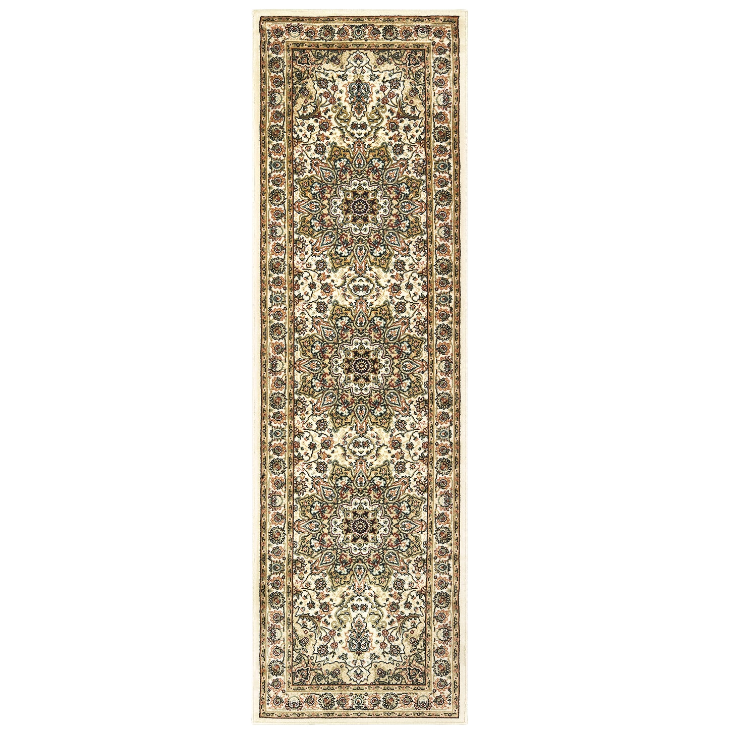 Kashan Ivory Beige Traditional Oriental Indoor Rug