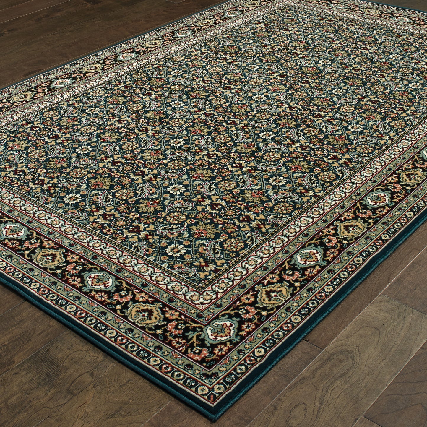 Kashan Navy Multi Traditional Oriental Indoor Rug