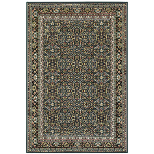 Kashan Navy Multi Traditional Oriental Indoor Rug