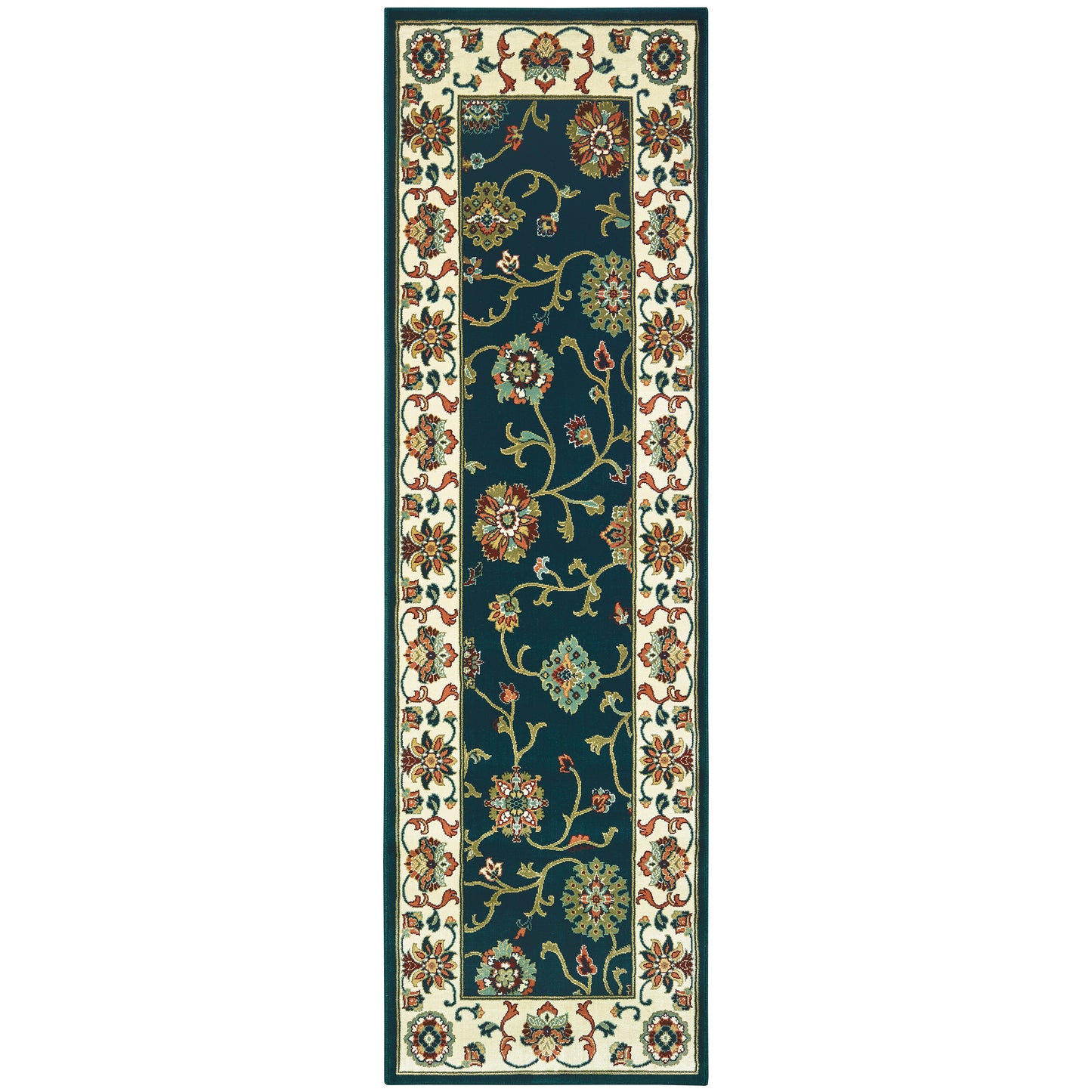 Kashan Navy Ivory Traditional Oriental Indoor Rug