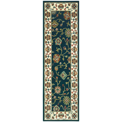 Kashan Navy Ivory Traditional Oriental Indoor Rug