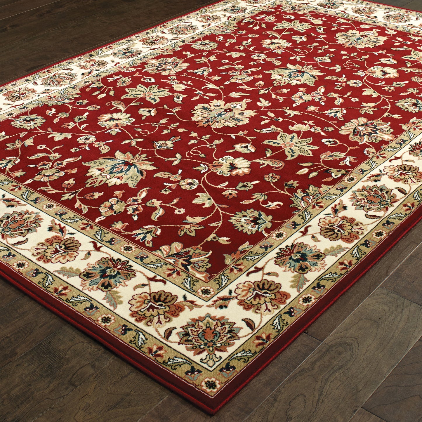 Kashan Red Ivory Traditional Oriental Indoor Rug