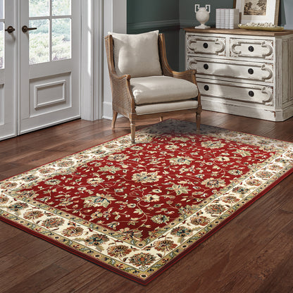 Kashan Red Ivory Traditional Oriental Indoor Rug