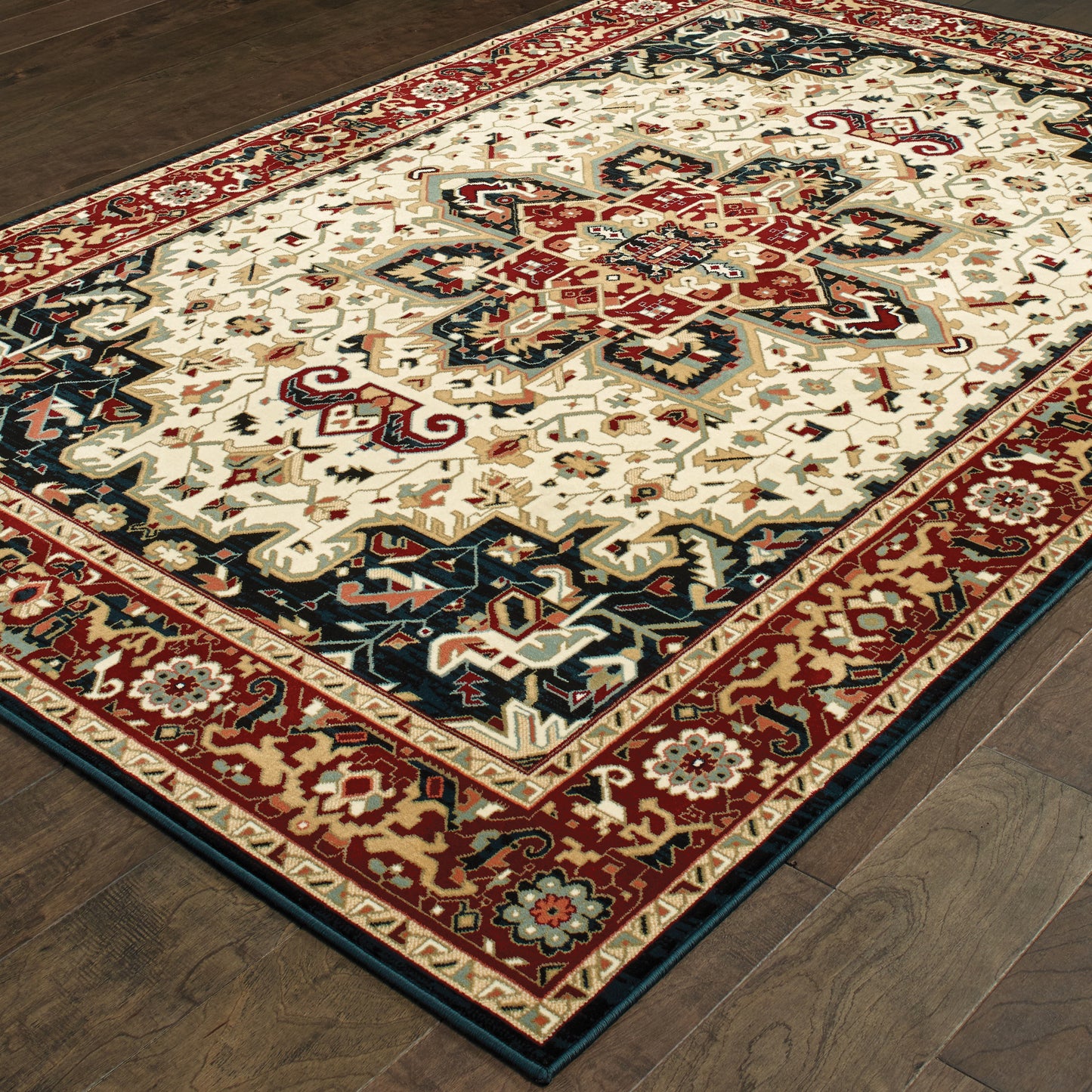 Kashan Red Ivory Traditional Oriental Indoor Rug