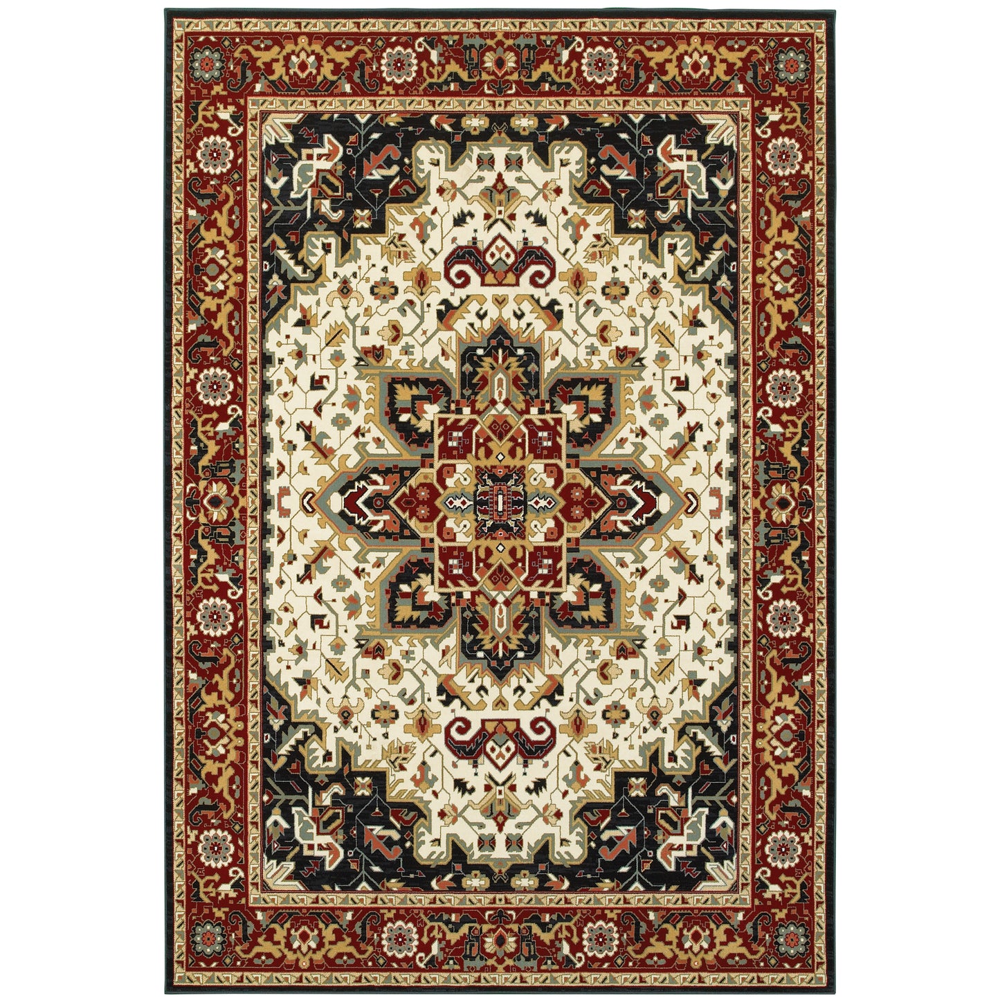 Kashan Red Ivory Traditional Oriental Indoor Rug