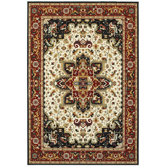 Kashan Red Ivory Traditional Oriental Indoor Rug