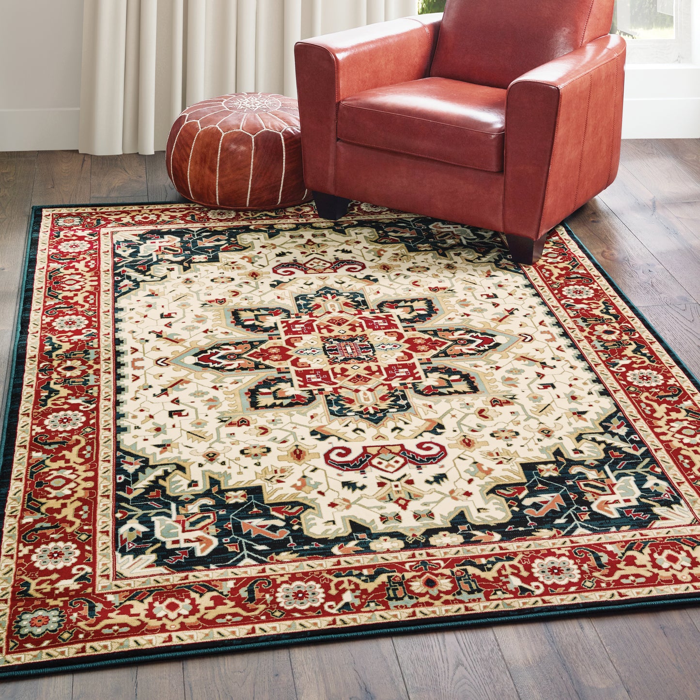 Kashan Red Ivory Traditional Oriental Indoor Rug