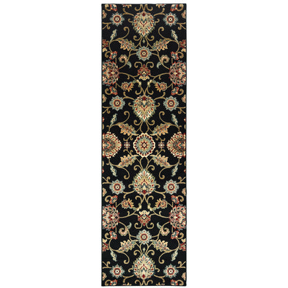 Kashan Black Multi Traditional Floral Indoor Rug