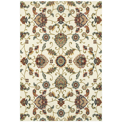 Kashan Ivory Multi Traditional Floral Indoor Rug