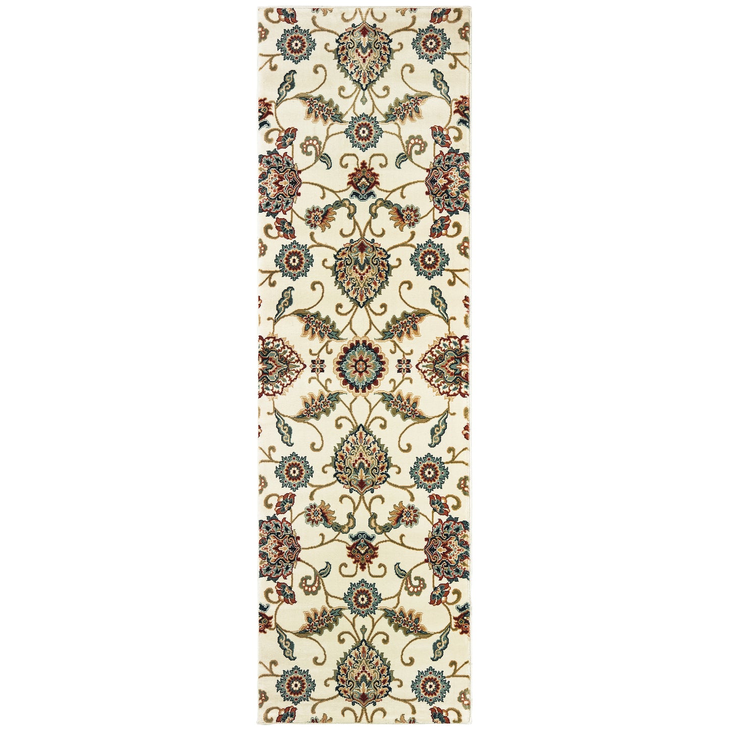 Kashan Ivory Multi Traditional Floral Indoor Rug