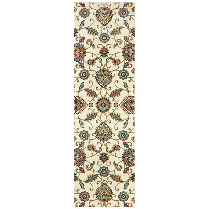 Kashan Ivory Multi Traditional Floral Indoor Rug