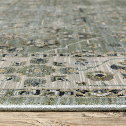 Keira Blue Green Traditional Floral Indoor Rug