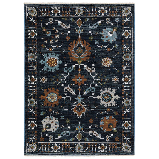 Keira Blue Rust Traditional Oriental Indoor Rug