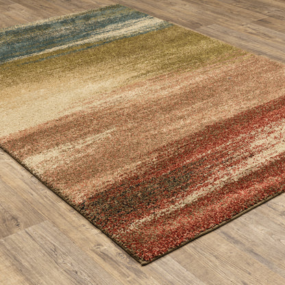 Kendall Multi Salmon Industrial Abstract Indoor Rug