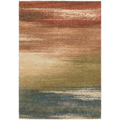 Kendall Multi Salmon Industrial Abstract Indoor Rug