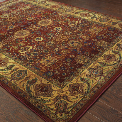 Kharma Red Gold Traditional Oriental Indoor Rug